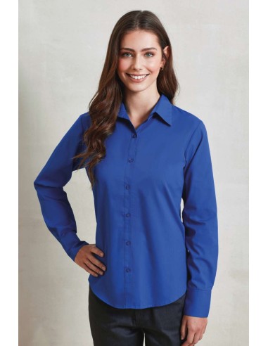PRE-PR300-Womens Poplin Long Sleeve Blouse